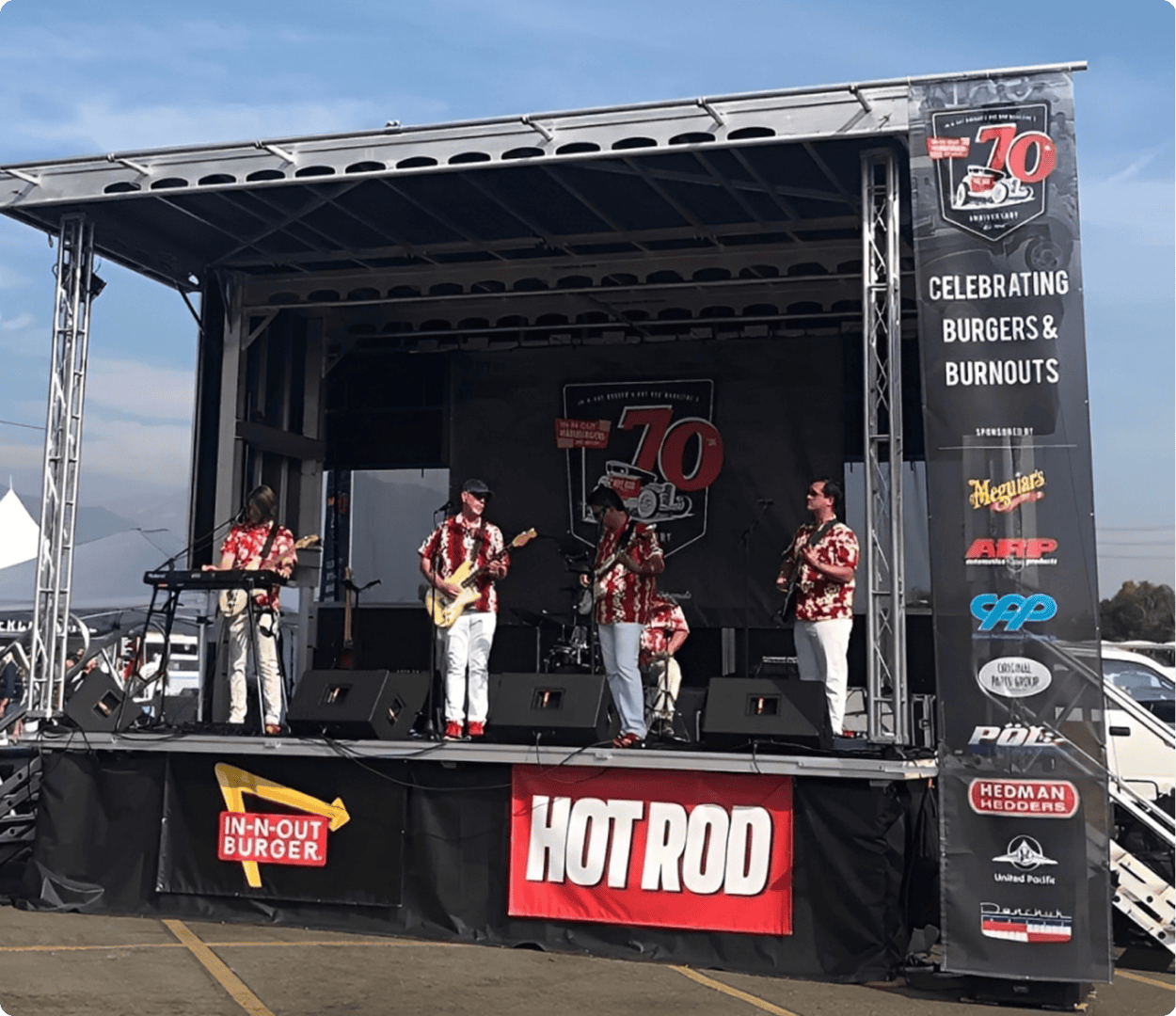 Band performing on outdoor stage
