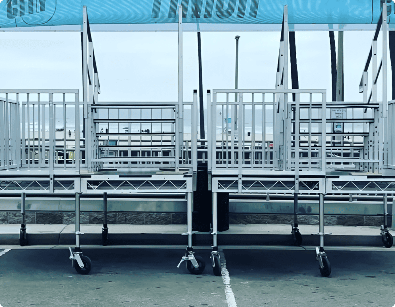 Outdoor bleachers near the oceanfront