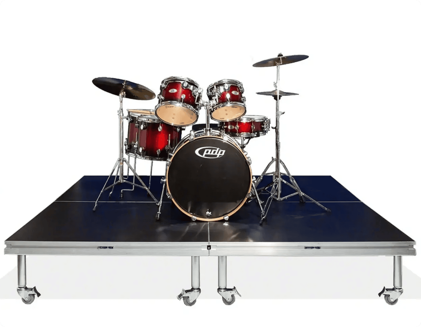 Drum kit on wheeled platform