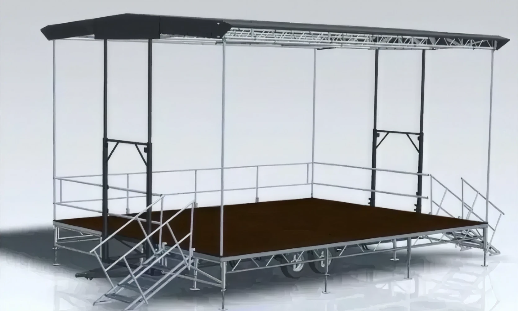 Outdoor event stage with roof